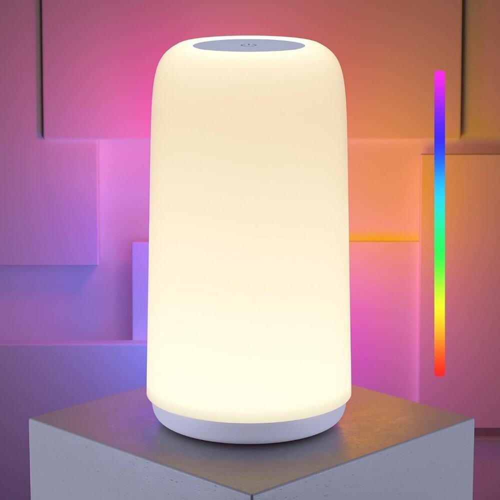 Touch Bedside Table Lamp, [Sleek Design & RGB Mode] 3 Way Dimmable Small Lamp fo